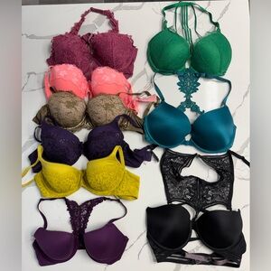 Women's Lace and Solid Color Bra Set